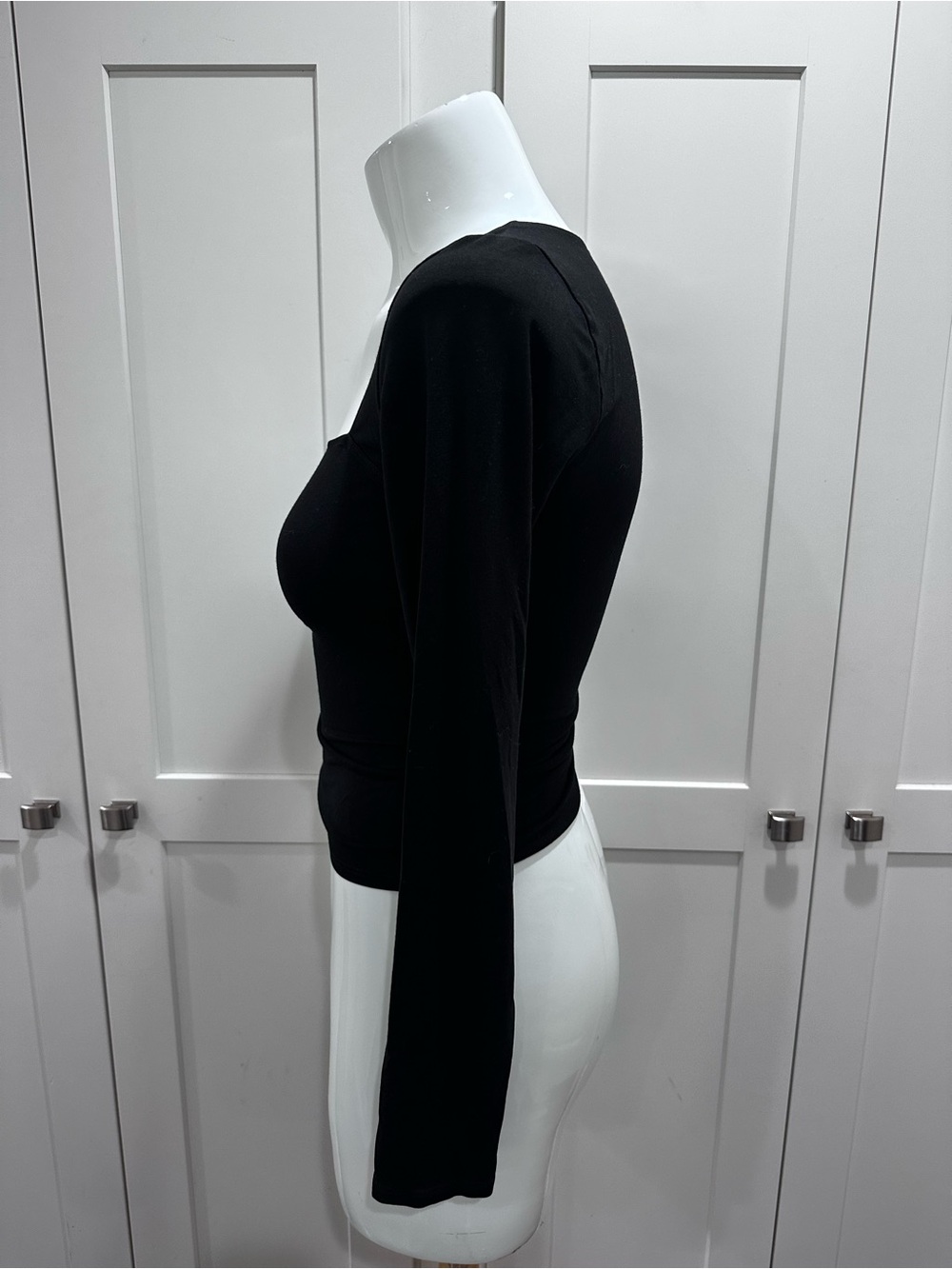 Reformation Square Neck Long Sleeve Women's Top - Black - Picture 4 of 7